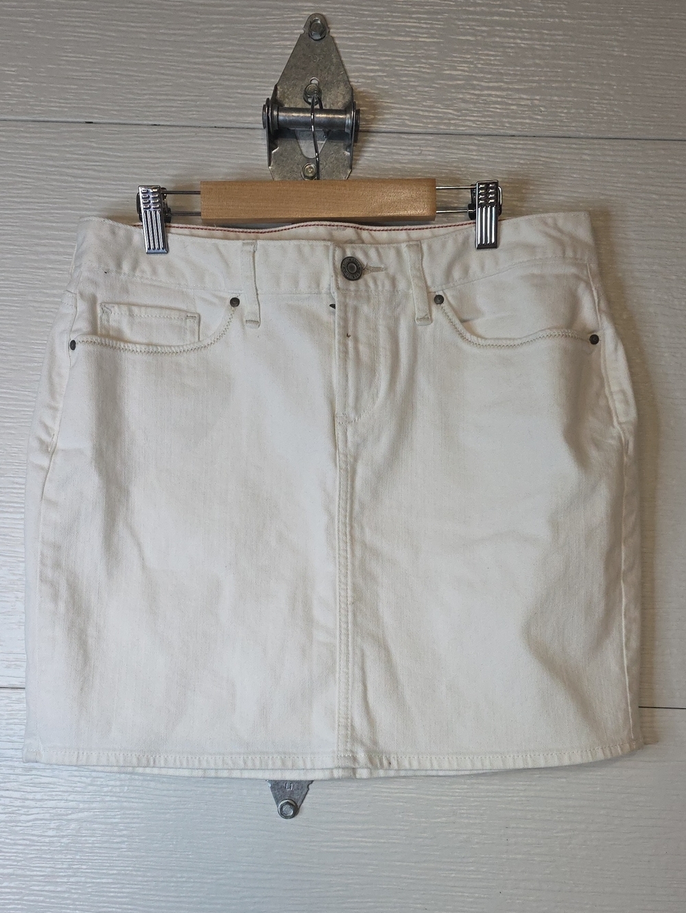 Eddie Bauer Cream Denim Mini Skirt